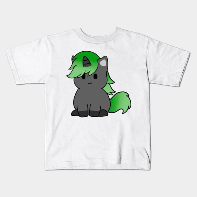 Green Black Unicorn Kids T-Shirt by BiscuitSnack